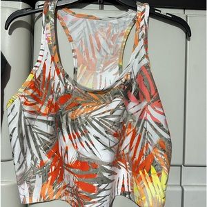 Calvin Klein Tropical Palm Print Performance Wick Athletic Bra, NWT, Size XL.